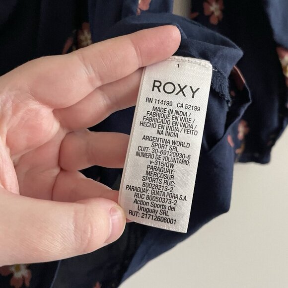 Roxy Women 8 Navy Floral Boho Beach Paradise Eyes Halter Off The Shoulder Top - Picture 12 of 15